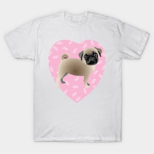 Pug Dog Pink Heart T-Shirt